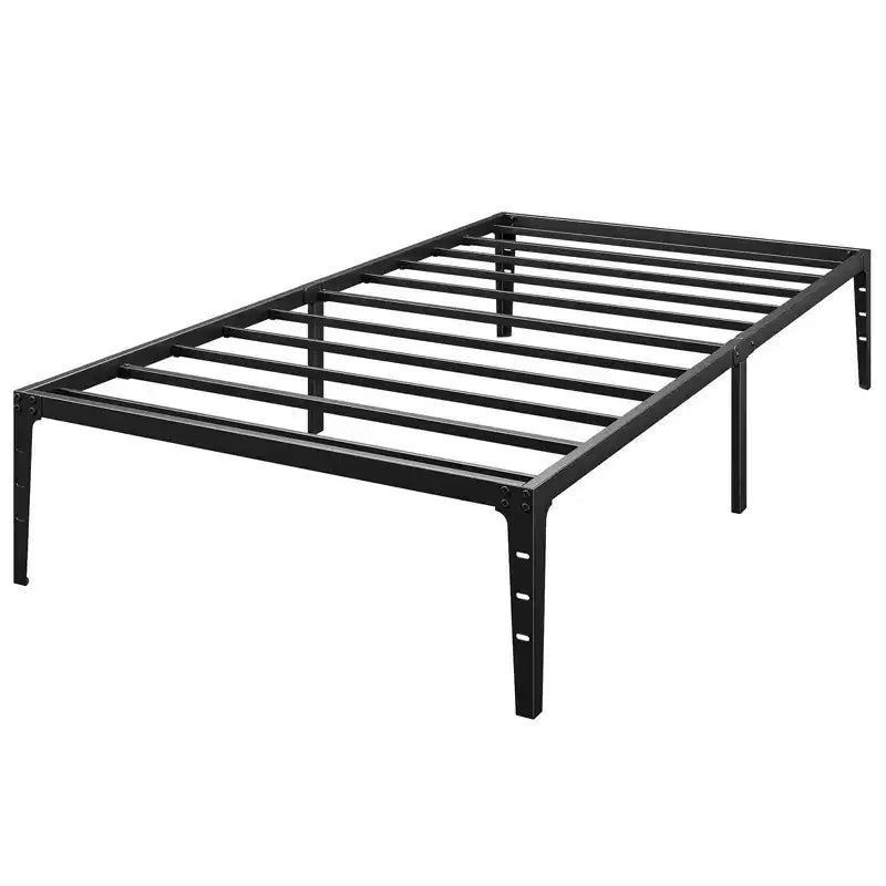 Twin Size Bed Frame Without Headboard, Metal Platform Bed Frame with 12.6 Under Bed Storage, Metal Slats Support, No Box Spring Needed