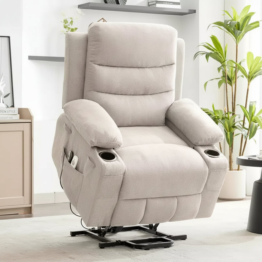 Lift Recliner Chair with Massage & Heat, Oversized Power Recliners, Home Theater Seat with 2 Cup Holders Side, Glider Reclining Single Sofa Chair
