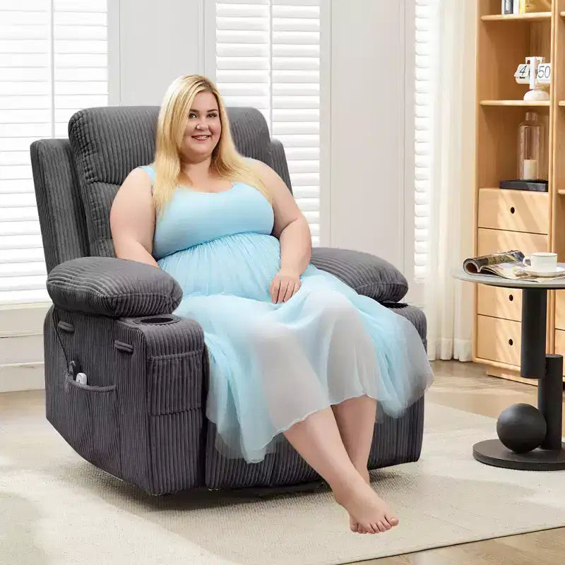 Lift Recliner Chair with Massage & Heat, Oversized Power Recliners, Home Theater Seat with 2 Cup Holders Side, Glider Reclining Single Sofa Chair