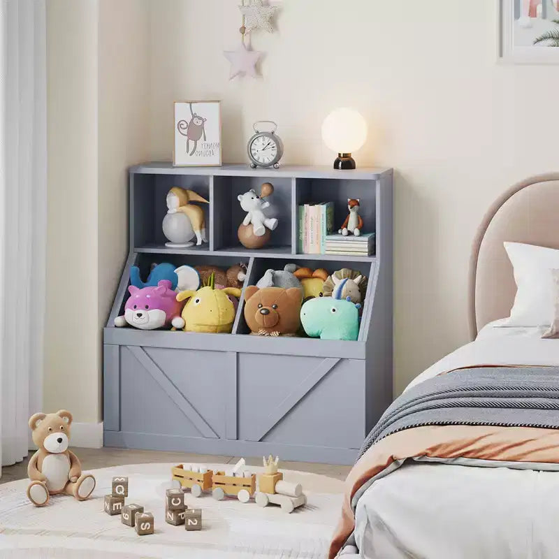 Kids Toy Storage Organizer, Kids Bookshelf and Toy Storage, Toddlers Bookshelf Toy Organizer for Kids Rooms Playroom Bedroom Nursery Daycare