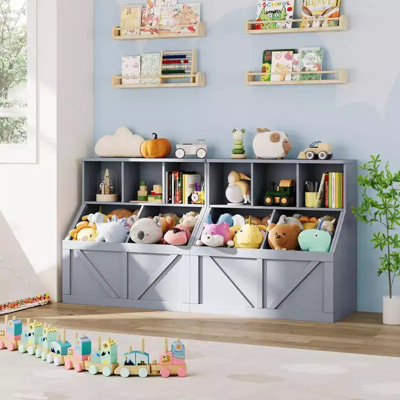 Kids Toy Storage Organizer, Kids Bookshelf and Toy Storage, Toddlers Bookshelf Toy Organizer for Kids Rooms Playroom Bedroom Nursery Daycare