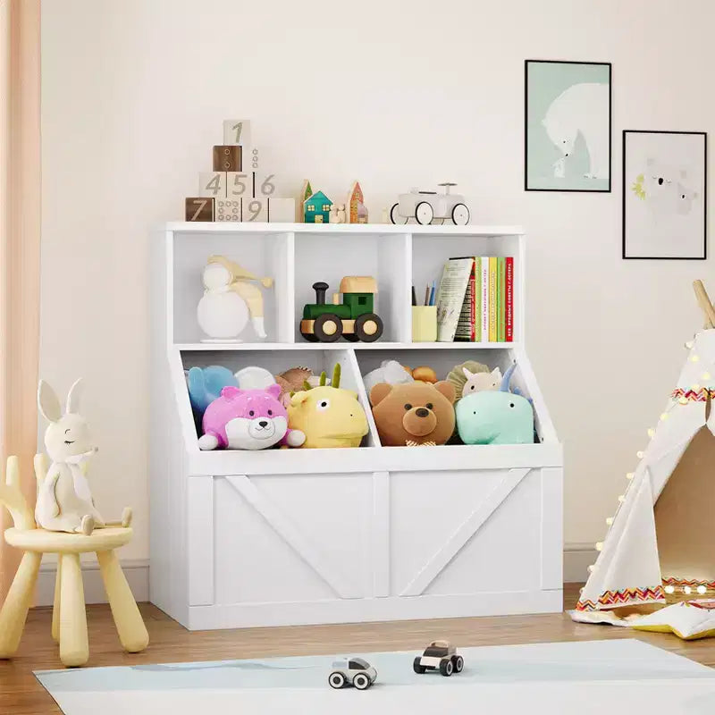 Kids Toy Storage Organizer, Kids Bookshelf and Toy Storage, Toddlers Bookshelf Toy Organizer for Kids Rooms Playroom Bedroom Nursery Daycare
