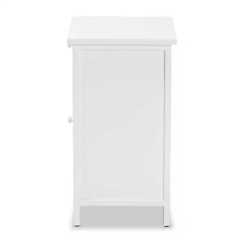 Chevet 2 portes en bois et rotin blanc