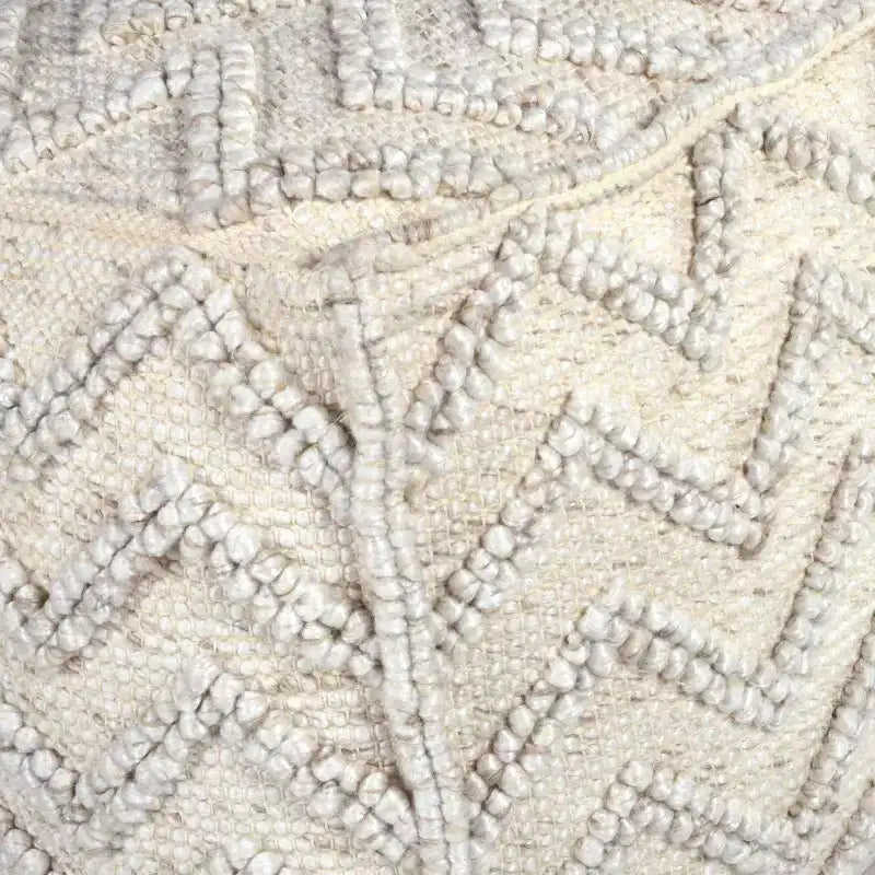 Pouf Carré Zigzag Tressé Écru