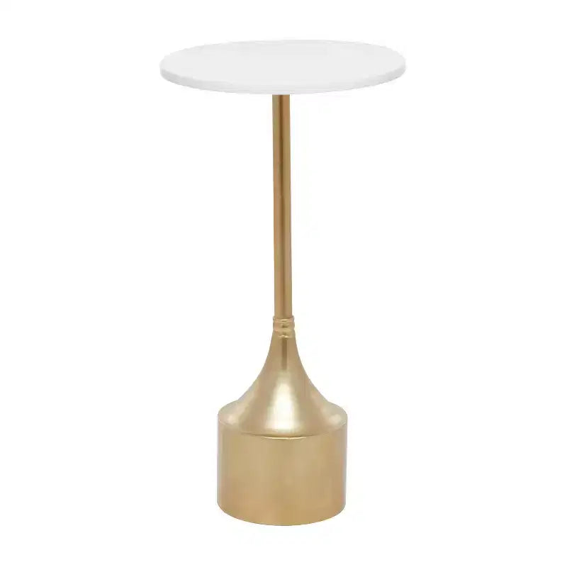 Contemporary Metal and Marble Pedestal Accent Table Gold
