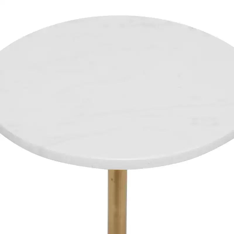 Contemporary Metal and Marble Pedestal Accent Table Gold