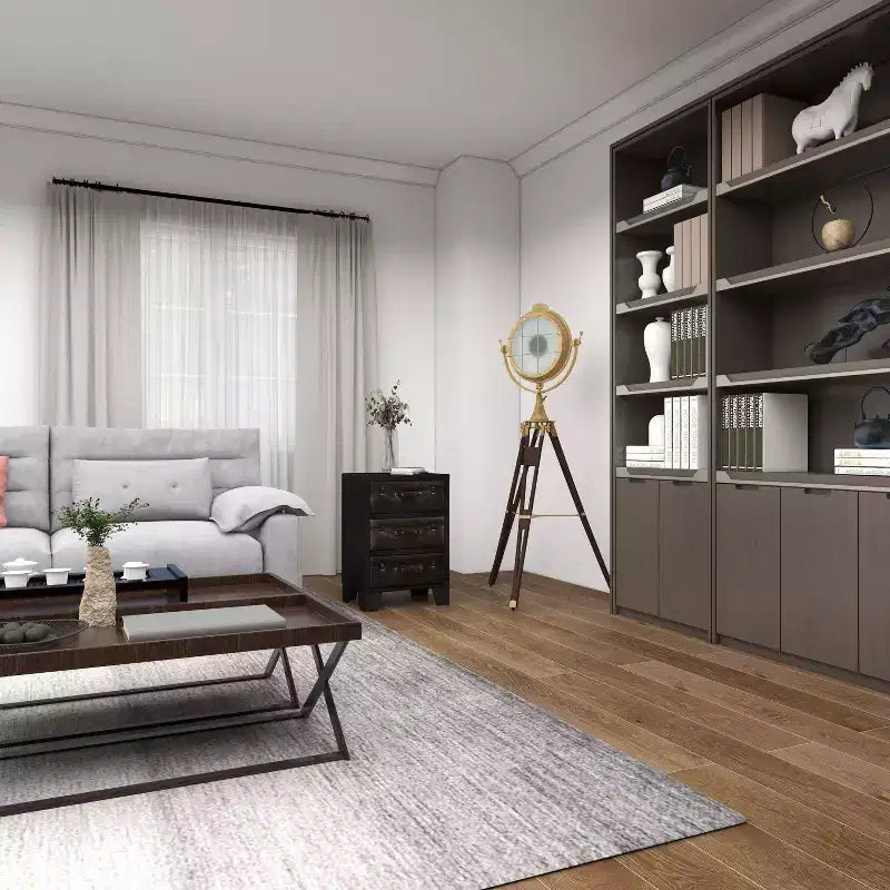 Armoire traditionnelle en bois et similicuir marron foncé