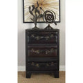 Armoire traditionnelle en bois et similicuir marron foncé