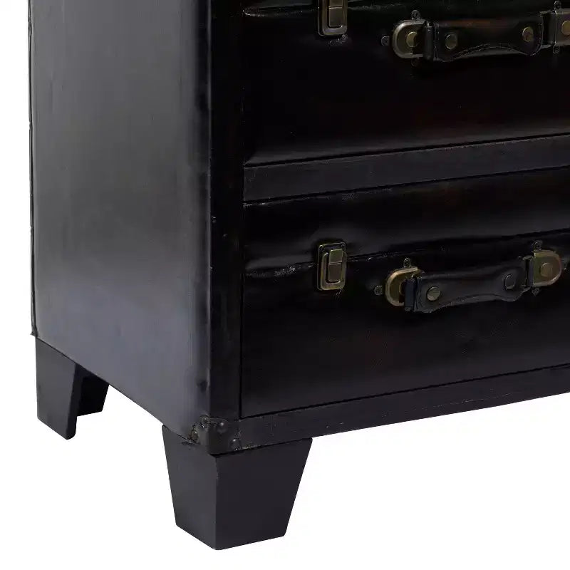 Armoire traditionnelle en bois et similicuir marron foncé