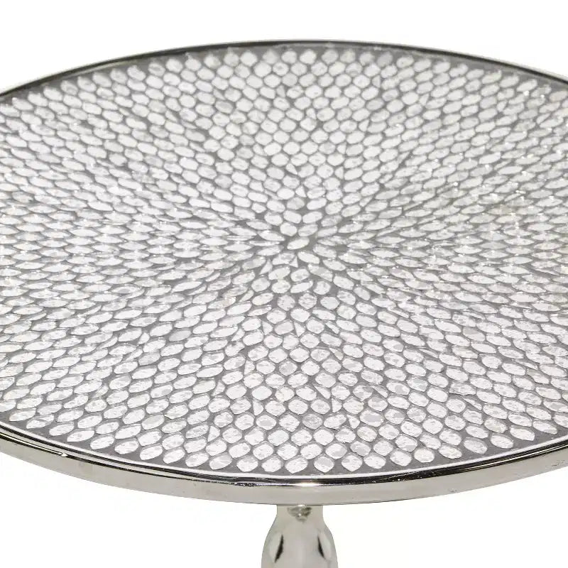 Glam Aluminum Pedestal Table Silver: Round Luxury Accent, 20" Height, Metal Tabletop, 15.6" Width
