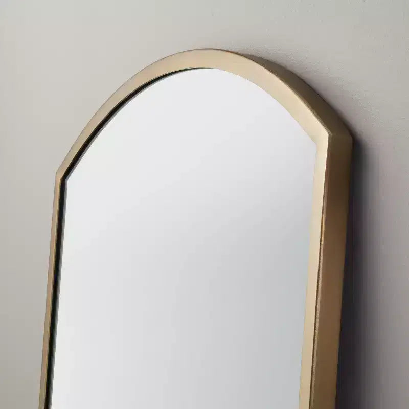 Arched 19"x64" Rectangular Metal Leaning Floor Mirror Brass