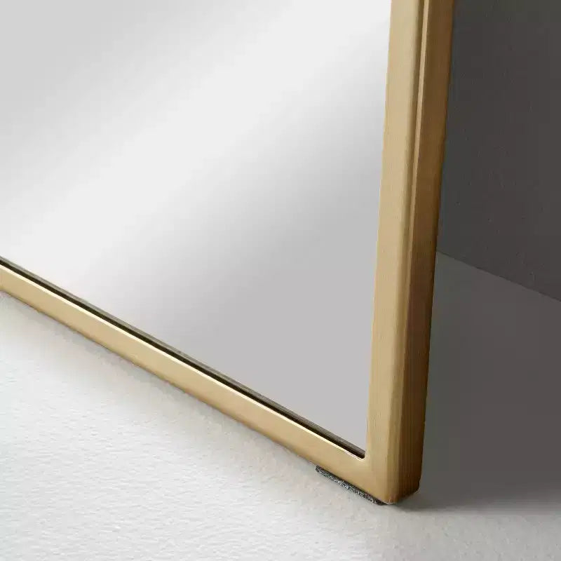 Arched 19"x64" Rectangular Metal Leaning Floor Mirror Brass