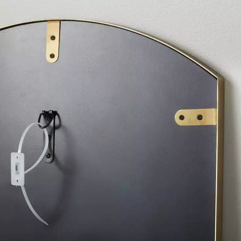 Arched 19"x64" Rectangular Metal Leaning Floor Mirror Brass