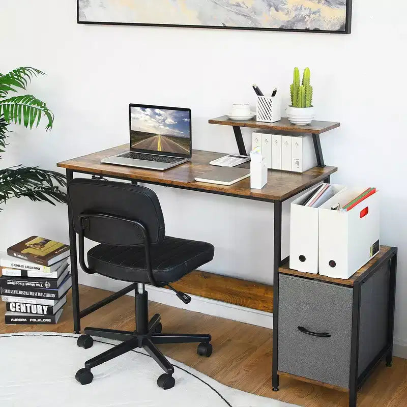 Computer Desk Writing Workstation Home Office w/ Movable Storage Rack & Shelf