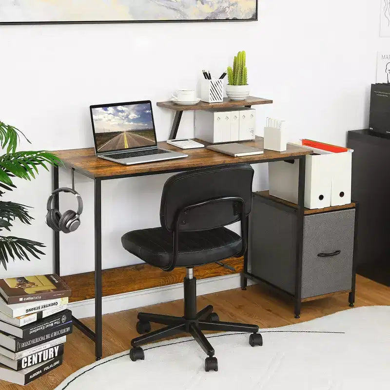 Computer Desk Writing Workstation Home Office w/ Movable Storage Rack & Shelf