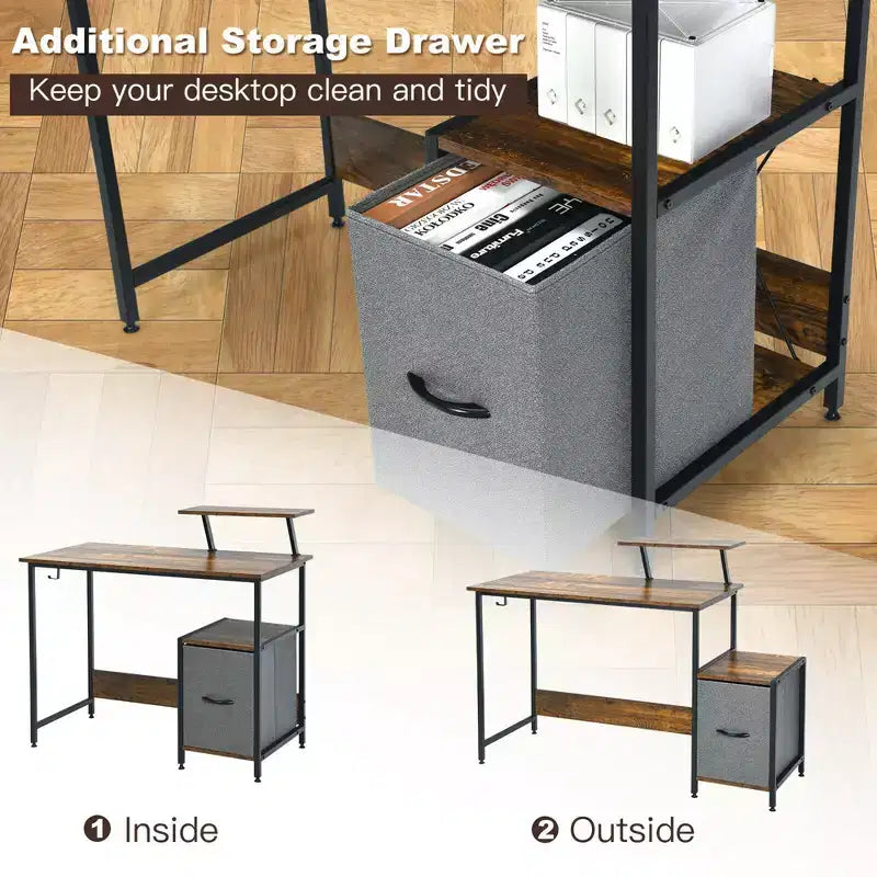 Computer Desk Writing Workstation Home Office w/ Movable Storage Rack & Shelf