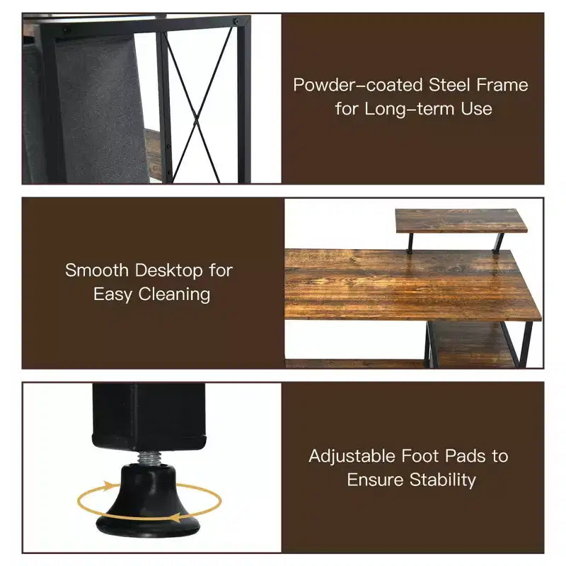 Computer Desk Writing Workstation Home Office w/ Movable Storage Rack & Shelf