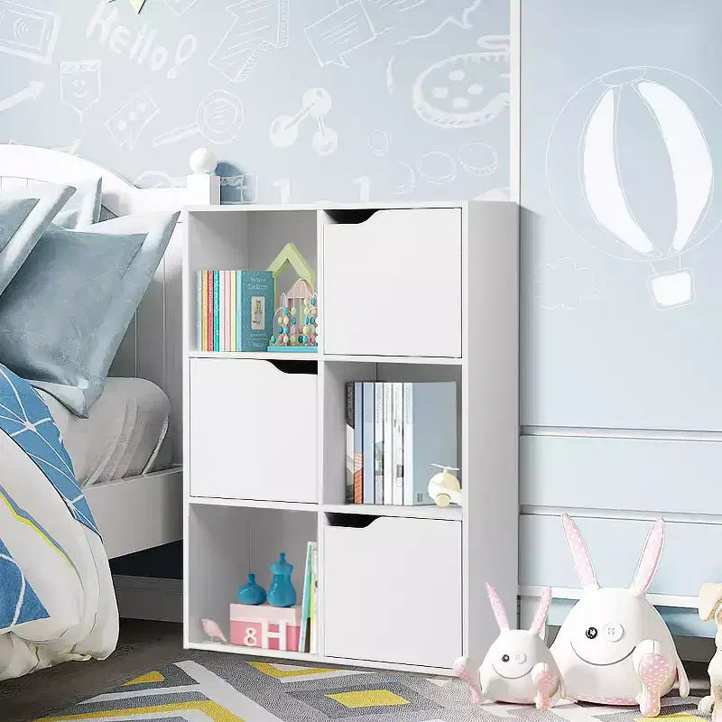 6 Cube Bookcase Cabinet Wood Bookcase Storage Shelves Room Divider Organization