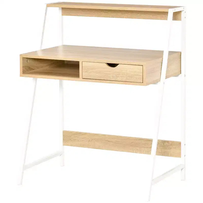Bureau d'ordinateur à domicile, Bureau pour petits espaces, Table d'écriture avec tiroir et étagères de rangement