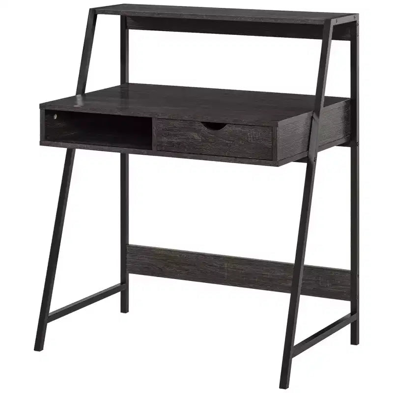 Bureau d'ordinateur à domicile, Bureau pour petits espaces, Table d'écriture avec tiroir et étagères de rangement