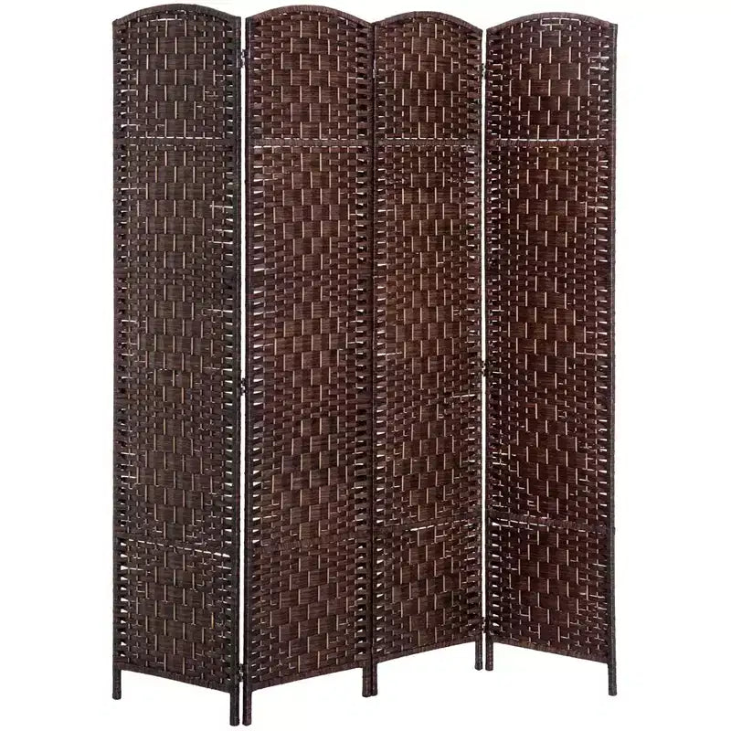 6' Tall Wicker Weave 4 Panel Room Divider Privacy Screen