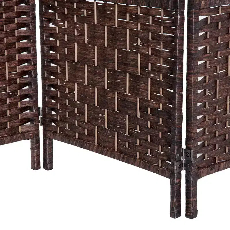 6' Tall Wicker Weave 4 Panel Room Divider Privacy Screen