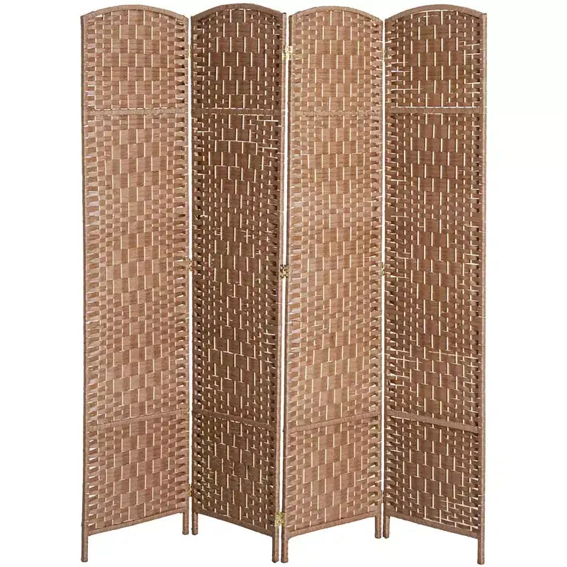 6' Tall Wicker Weave 4 Panel Room Divider Privacy Screen