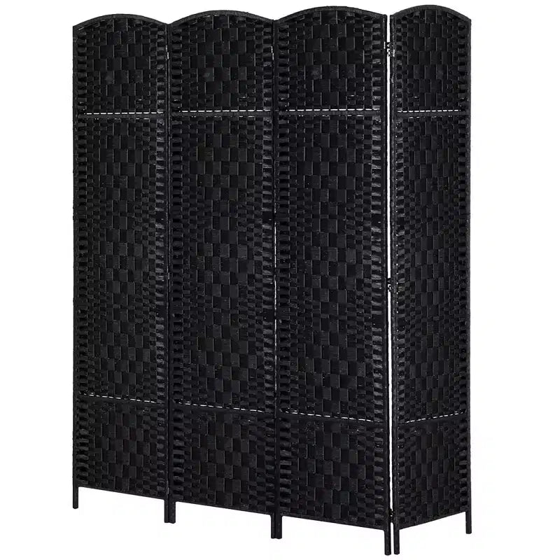 6' Tall Wicker Weave 4 Panel Room Divider Privacy Screen