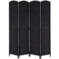 HOMCOM 6' Tall Wicker Weave 4 Panel Room Divider Privacy Screen