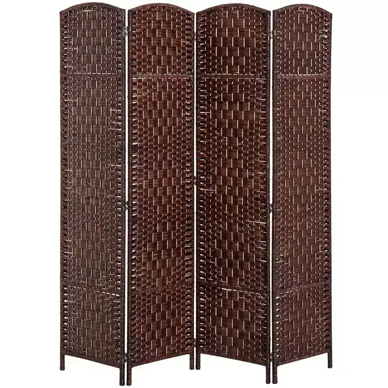 6' Tall Wicker Weave 4 Panel Room Divider Privacy Screen