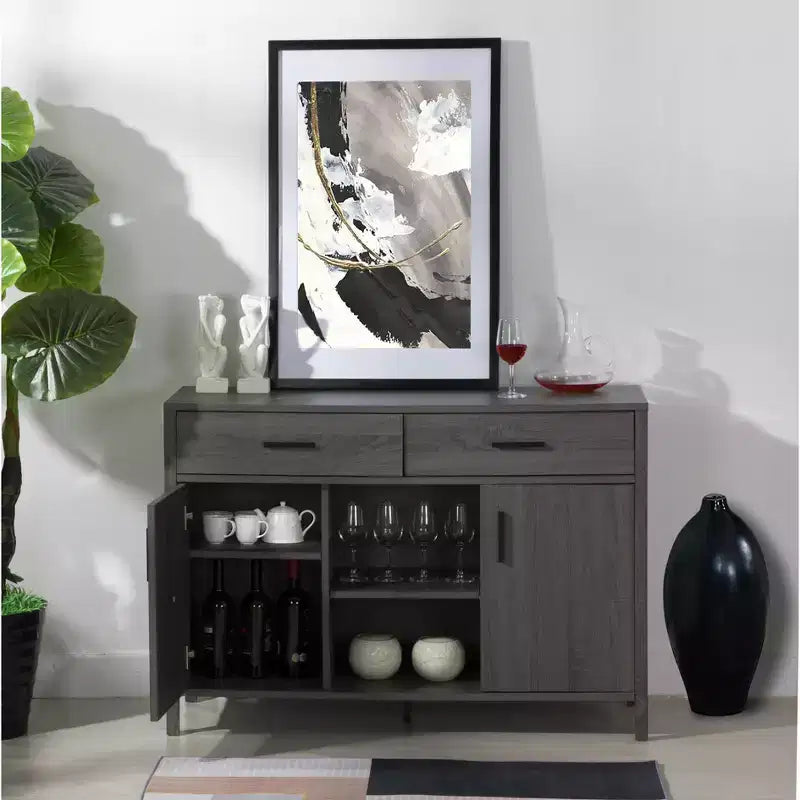47W Sideboard Storage Cabinet, Dining Server Cupboard Buffet Table with Two Cabinets and Drawers
