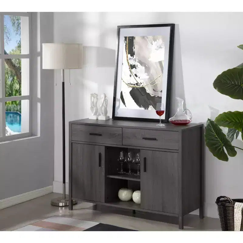 47W Sideboard Storage Cabinet, Dining Server Cupboard Buffet Table with Two Cabinets and Drawers
