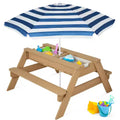 Table de pique-nique 3-en-1 avec parasol pour enfants (activités sable et eau)