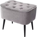 BirdRock Home Tufted Curve Ottoman - Velvet Foot Stool - Grey
