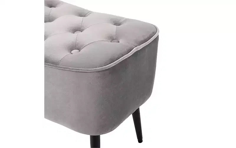 Ottoman incurvé capitonné, Repose-pieds en velours, Gris